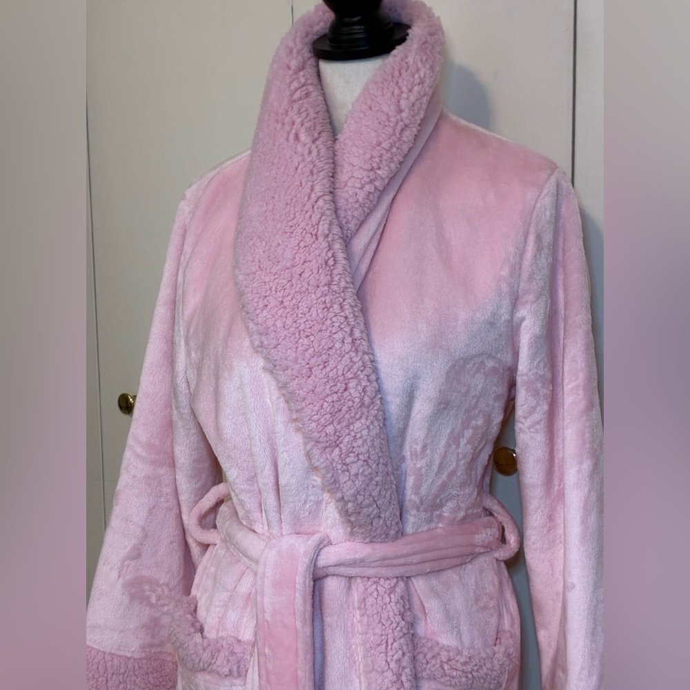 Plush Shawl-Collar Pink Robe -Great for Coming out of Pool or Shower